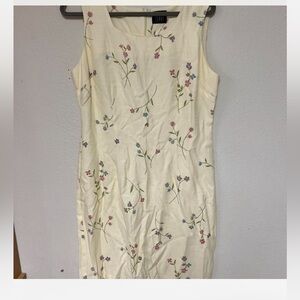 Floral Sleeveless Dress beautiful vintage butter yellow dress